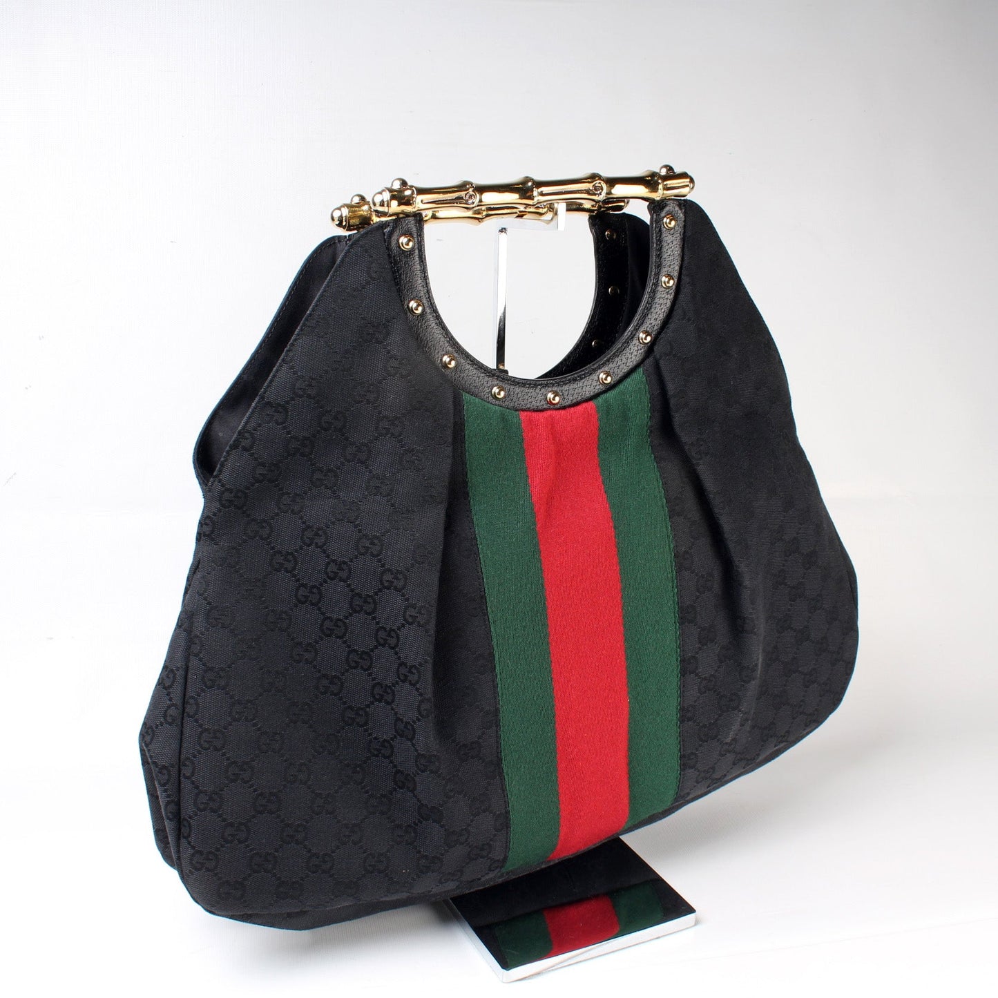Gucci Canvas Metal Bamboo Bag