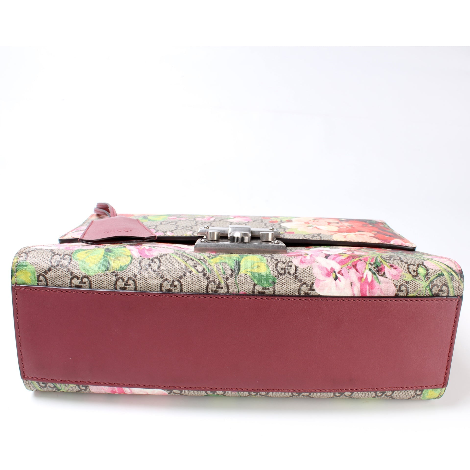 Gucci 409486 Padlock GG Supreme Blooms Shoulder Medium Bag