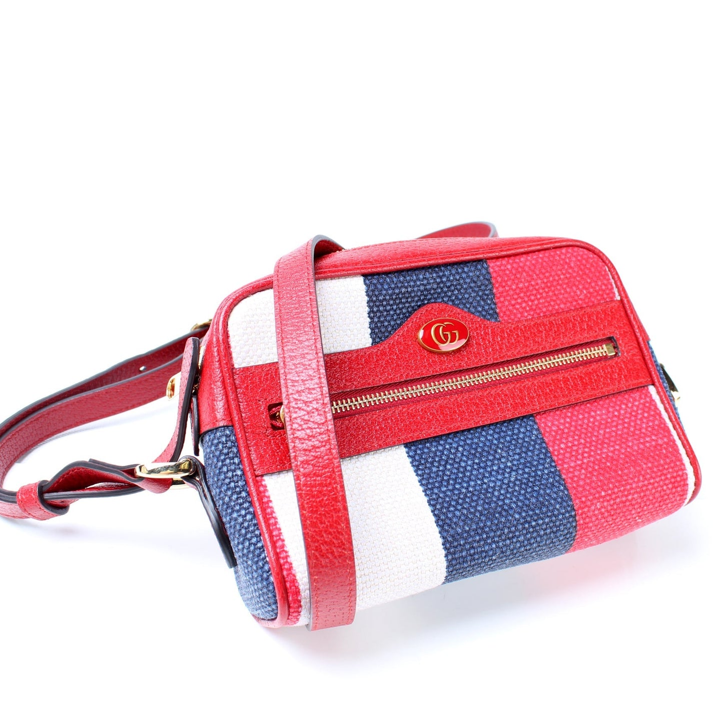 Gucci 517350 Canvas Stripe Mini Ophidia Bag