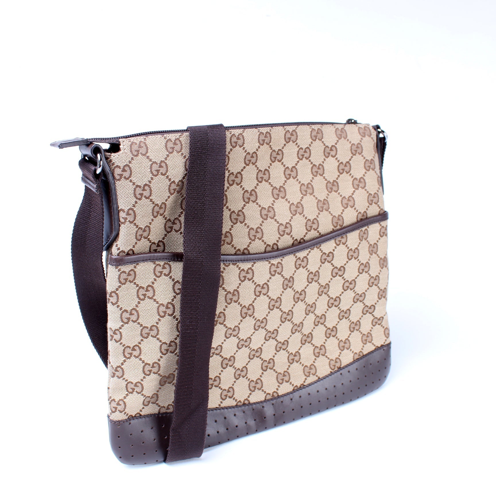 Gucci 145857 GG Canvas Flat Messenger Medium Bag