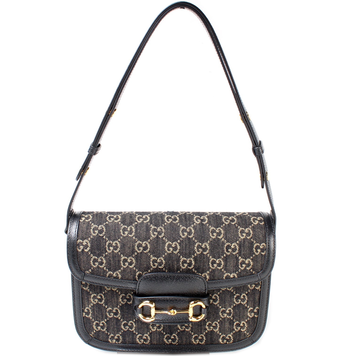 Gucci 602204 Horsebit 1955 Denim Shoulder Bag