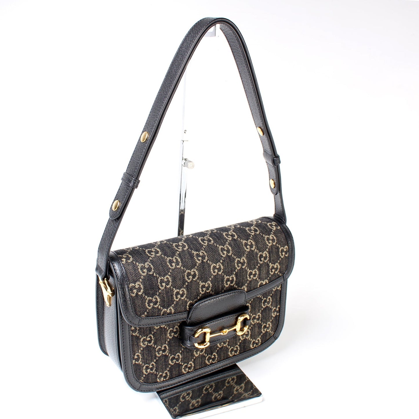 Gucci 602204 Horsebit 1955 Denim Shoulder Bag