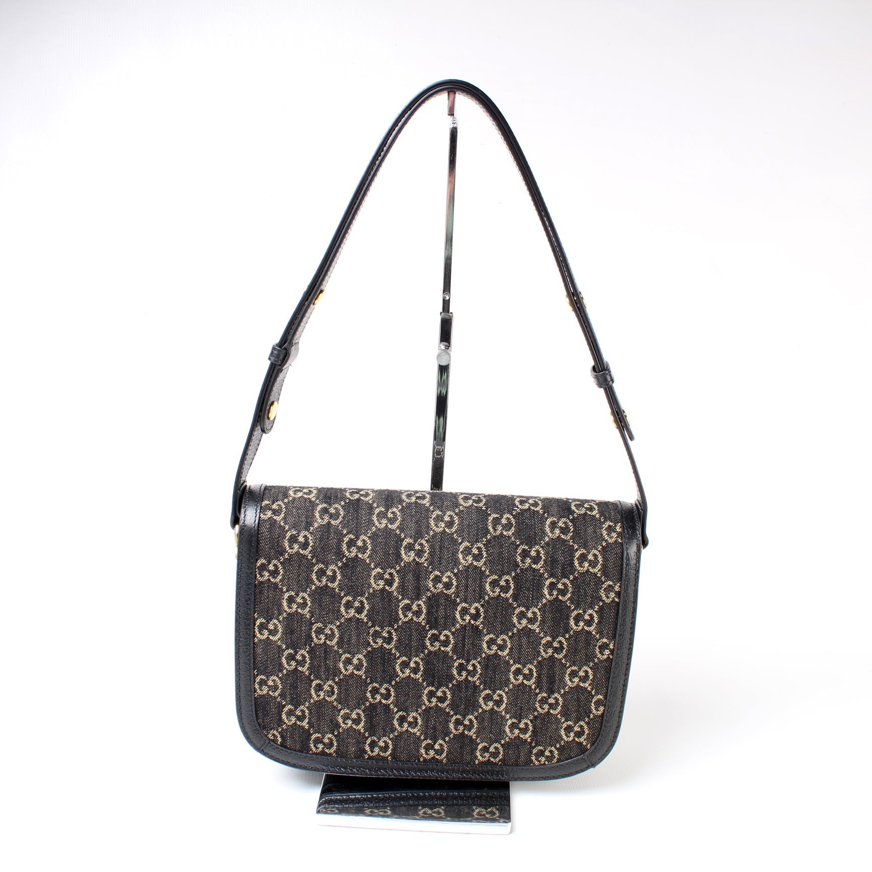 Gucci 602204 Horsebit 1955 Denim Shoulder Bag