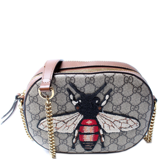 Gucci 405535 GG Supreme Embellished Bee Mini Chain Bag