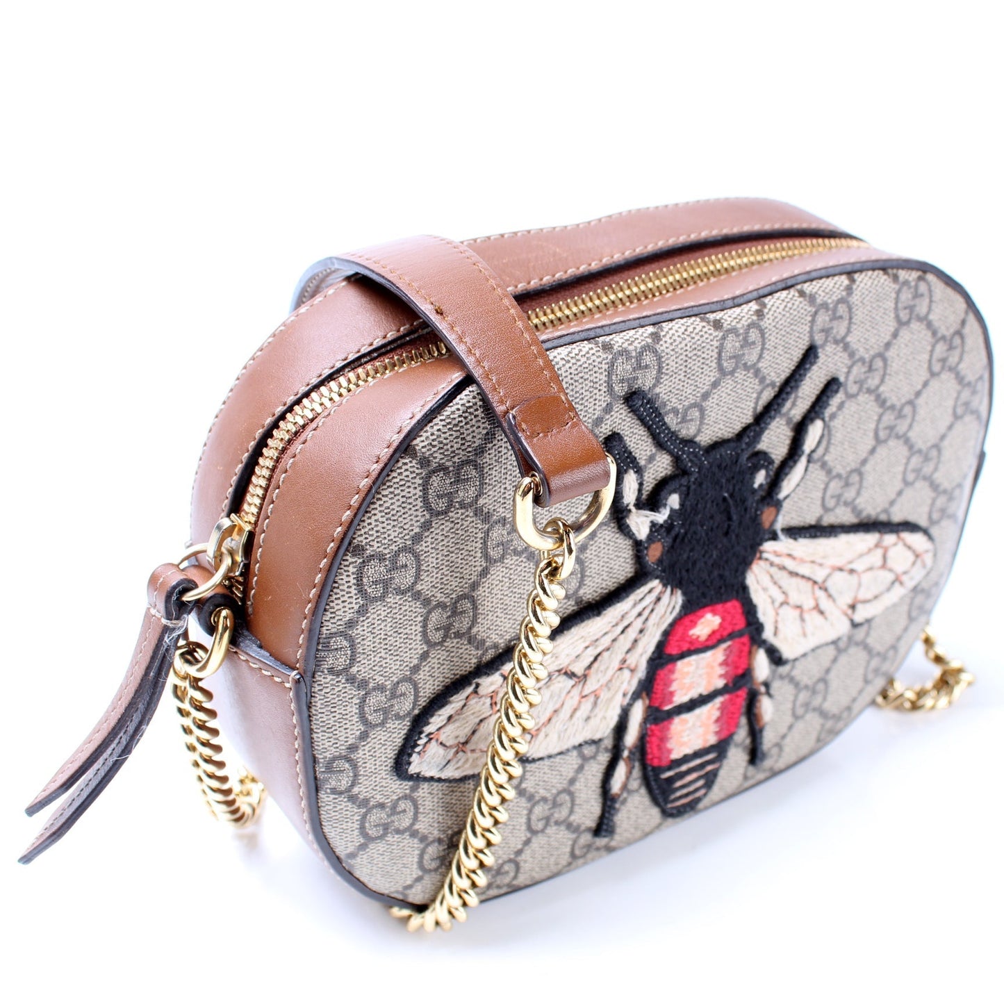 Gucci 405535 GG Supreme Embellished Bee Mini Chain Bag