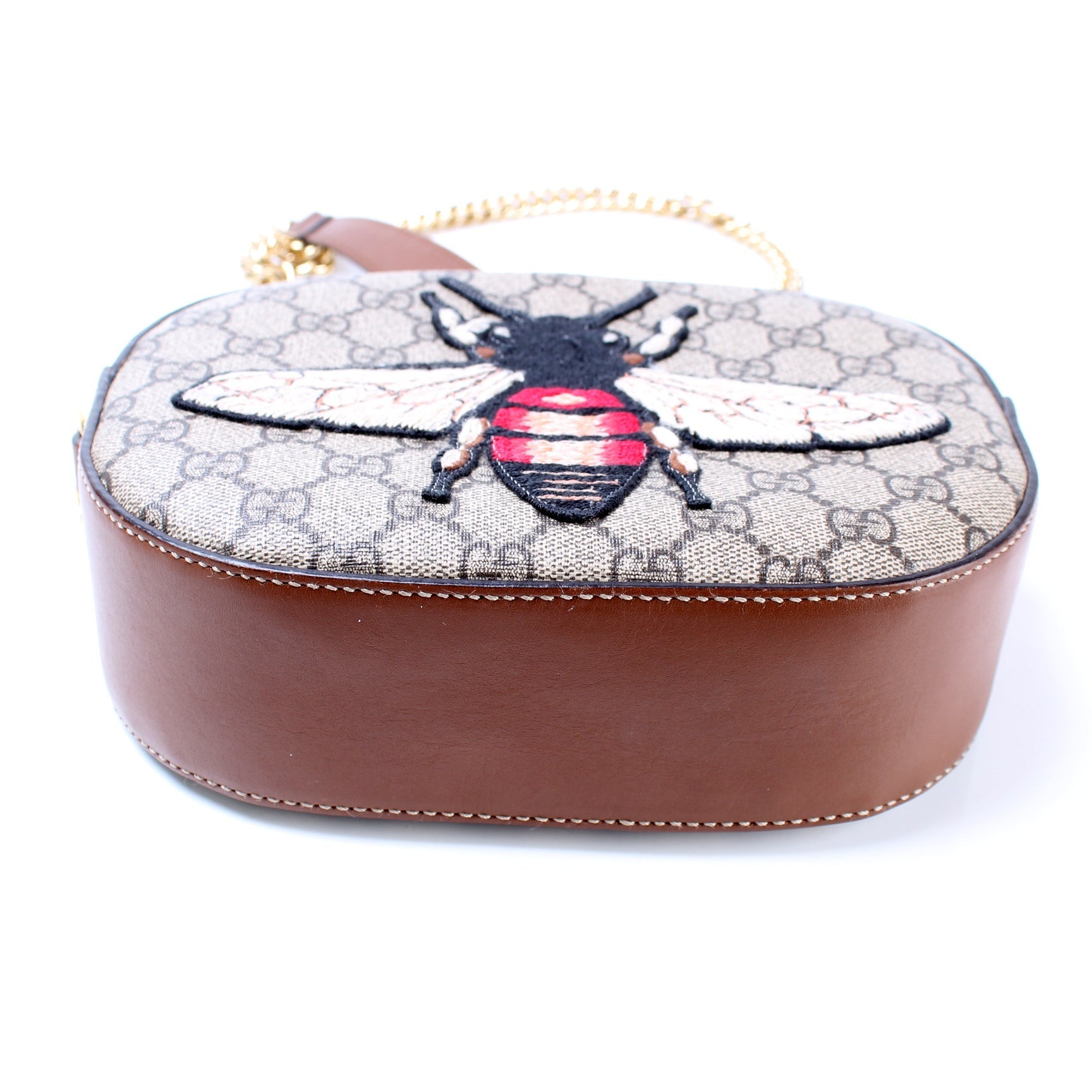 Gucci 405535 GG Supreme Embellished Bee Mini Chain Bag