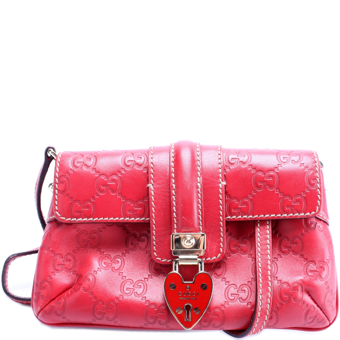 Gucci 154388 GG Leather Heart Lock Mini Bag