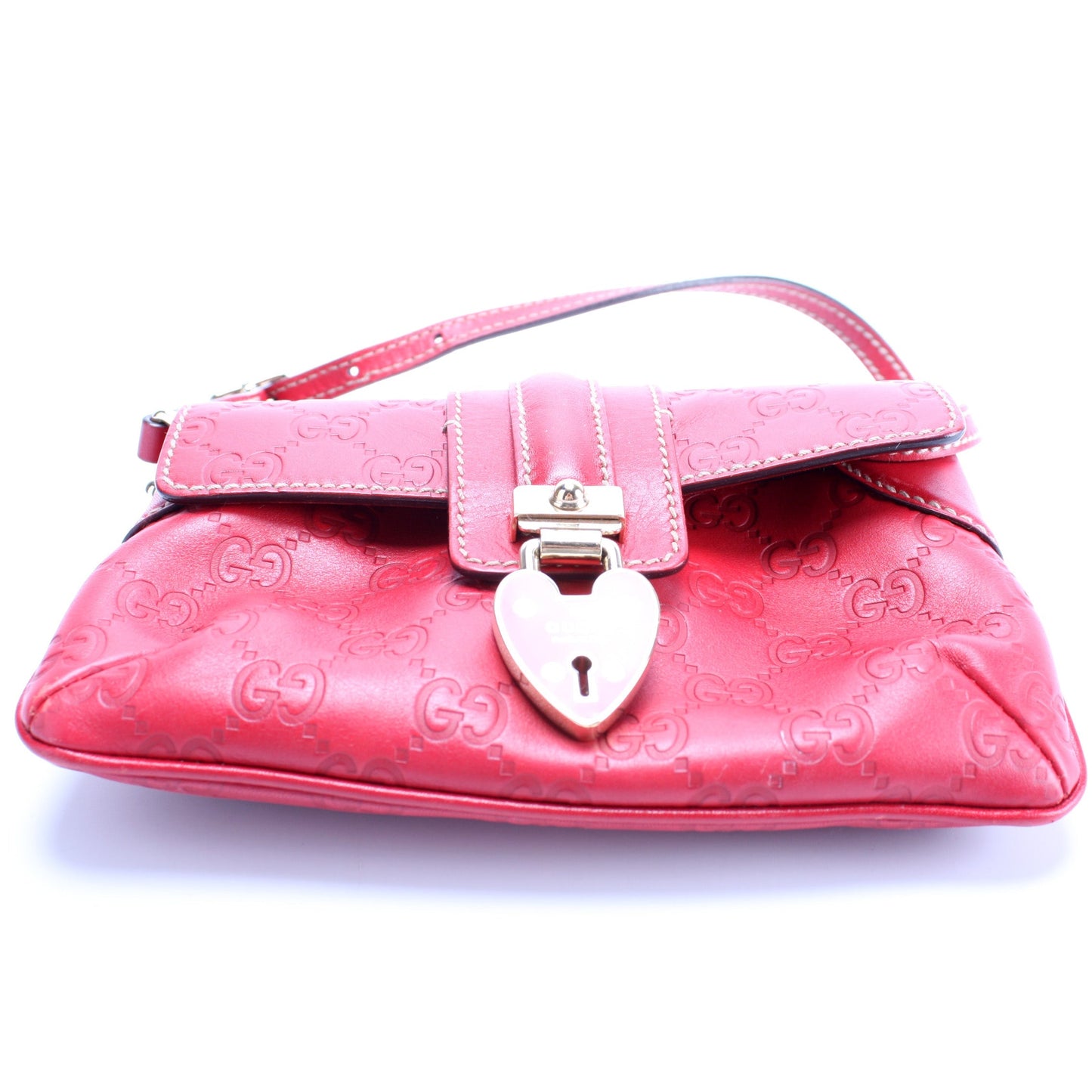 Gucci 154388 GG Leather Heart Lock Mini Bag
