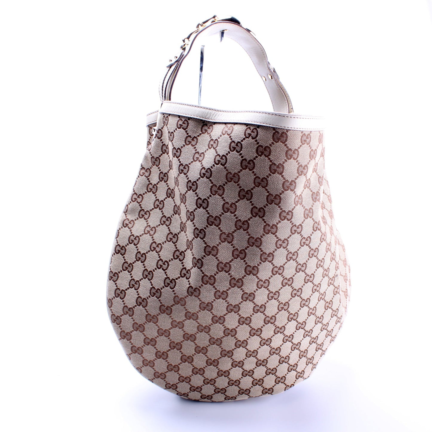 Gucci 170014 GG Canvas Wave Horsebit Hobo Bag