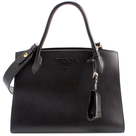 Prada Monochrome Saffiano Tote Medium Bag