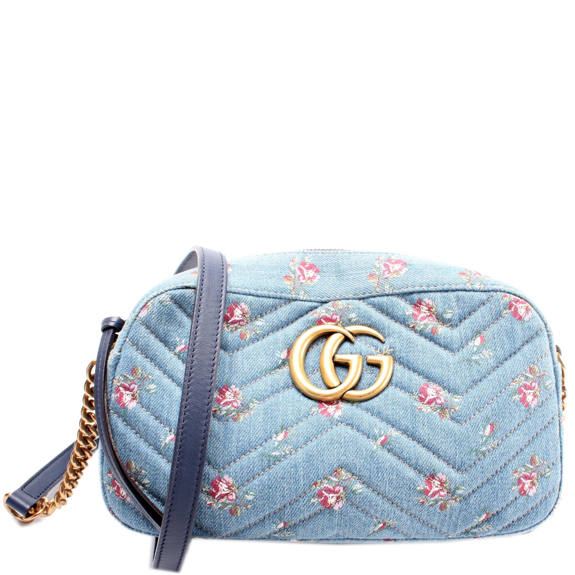 Gucci 447632 Marmont Small Denim Camera Bag