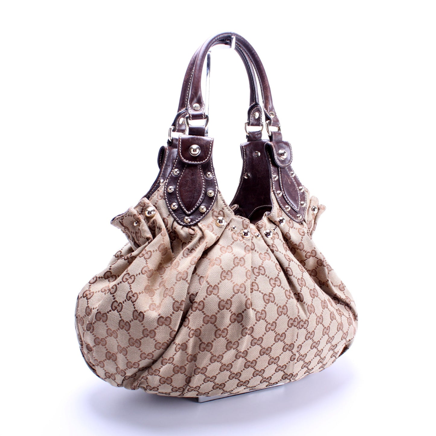 Gucci 203624 GG Canvas Studded Pelam Medium Bag