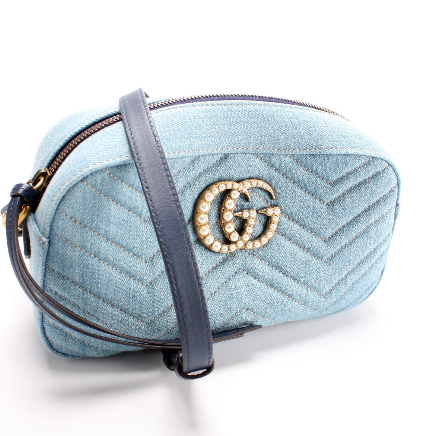 Gucci 447632 Marmont Small Denim Camera Bag