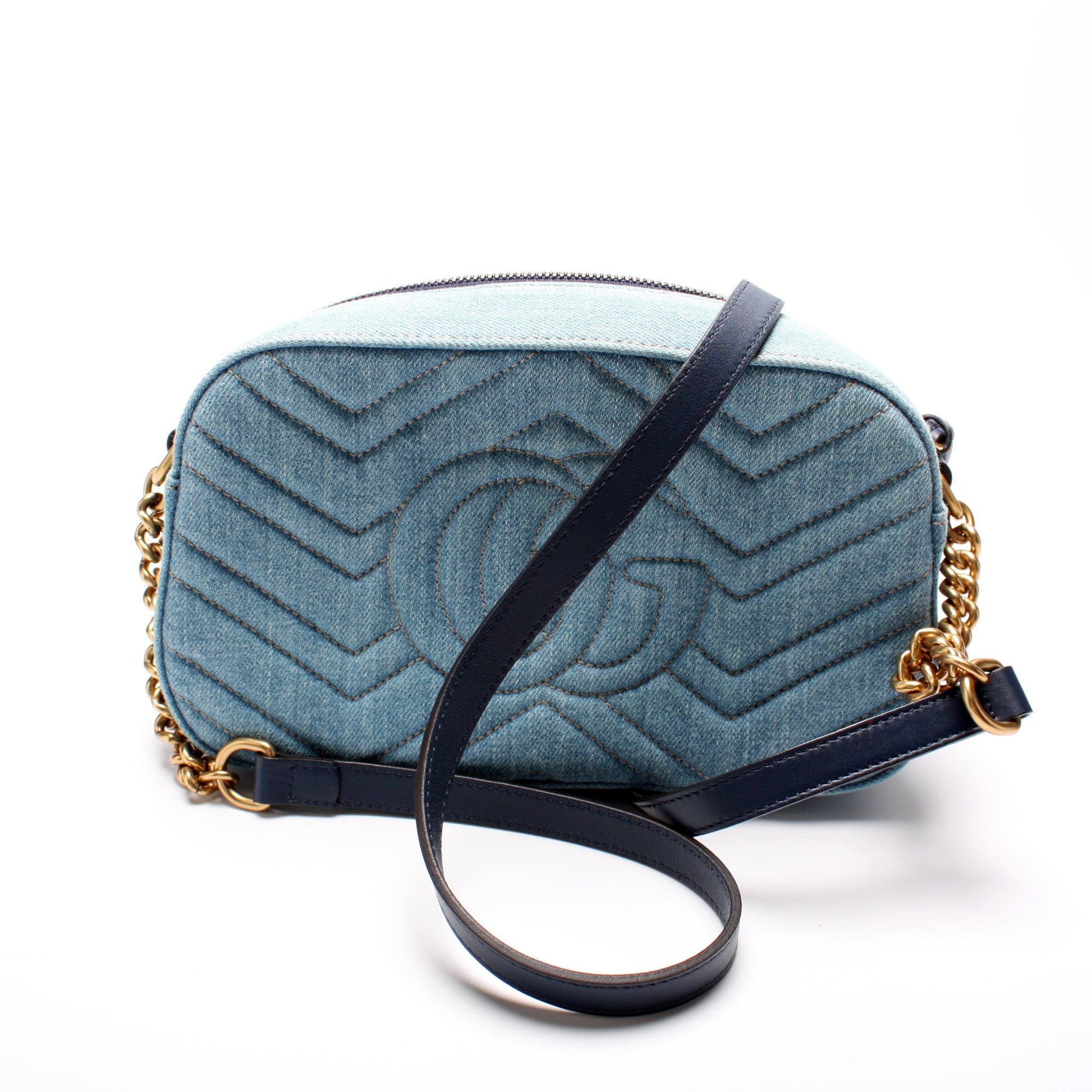 Gucci 447632 Marmont Small Denim Camera Bag