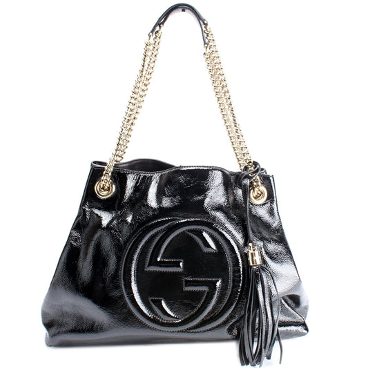 Gucci 308982 Soho Patent Leather Shoulder Medium Bag