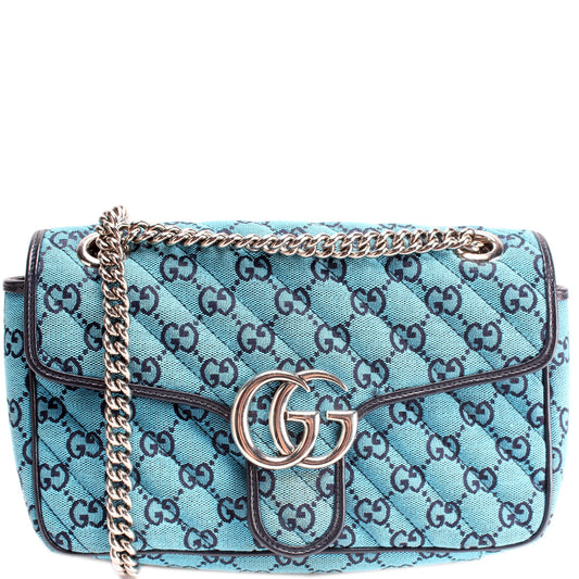 Gucci 443497 Marmont Shoulder Quilted Canvas Small Flap Bag