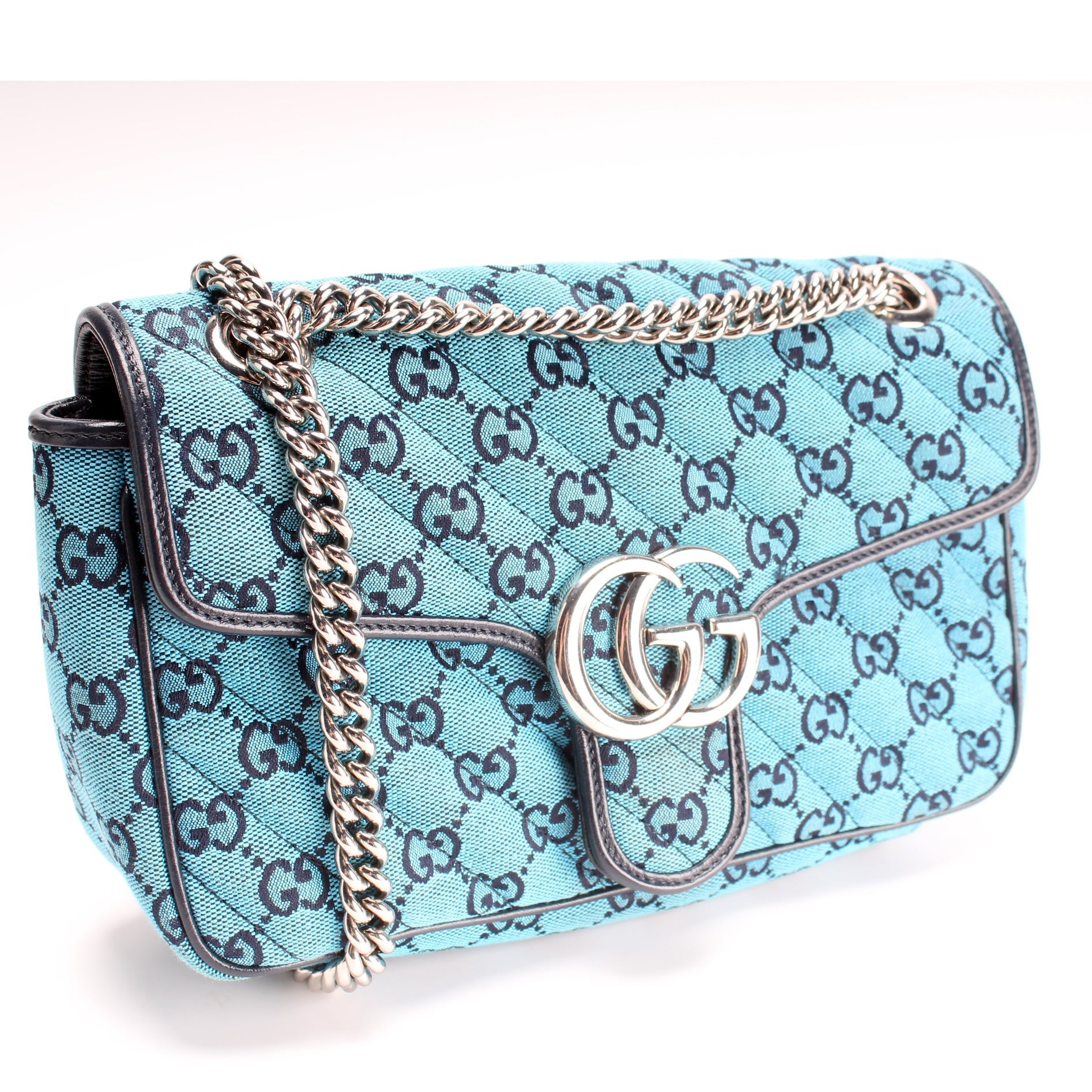 Gucci 443497 Marmont Shoulder Quilted Canvas Small Flap Bag