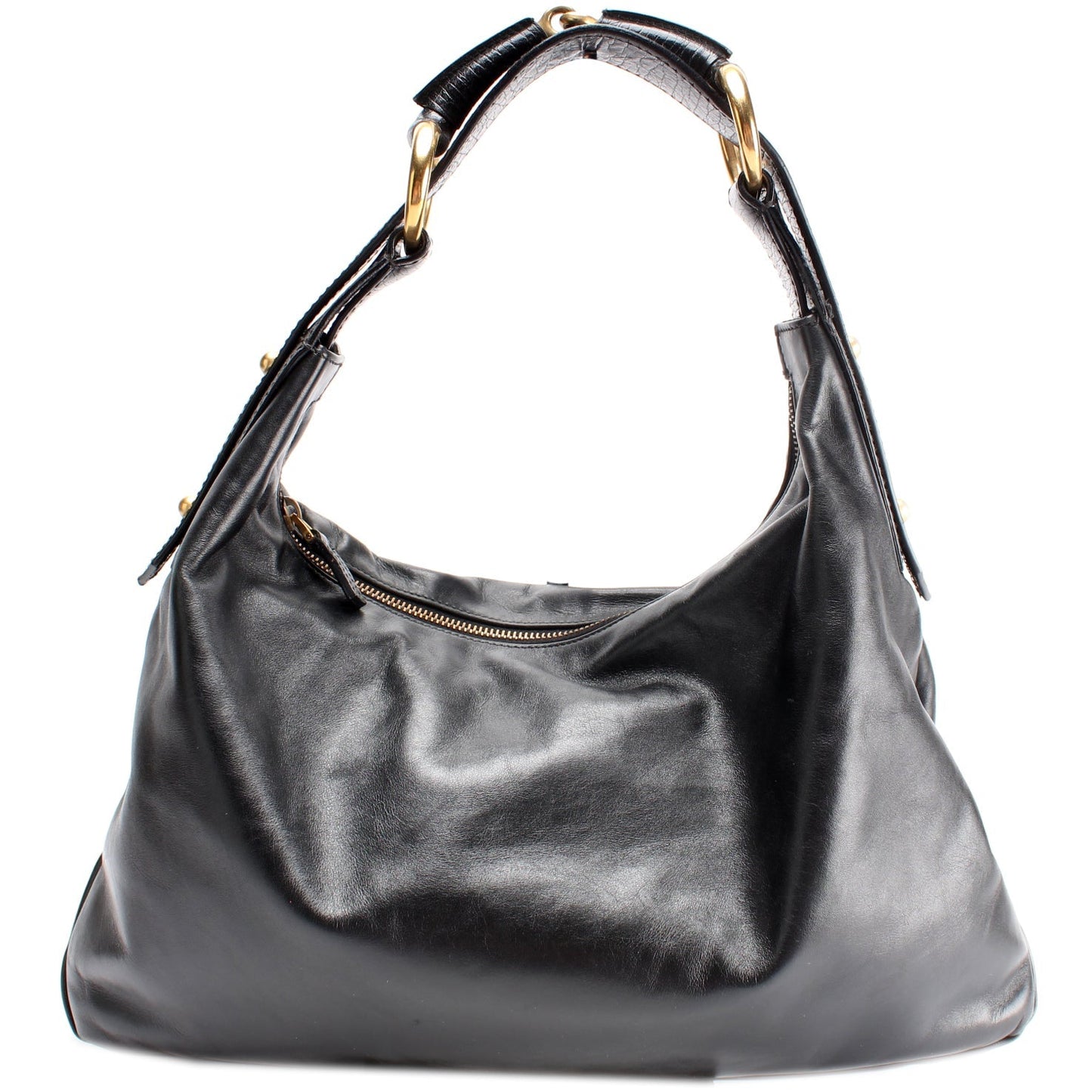 Gucci 115867 Horsebit Leather Hobo Bag