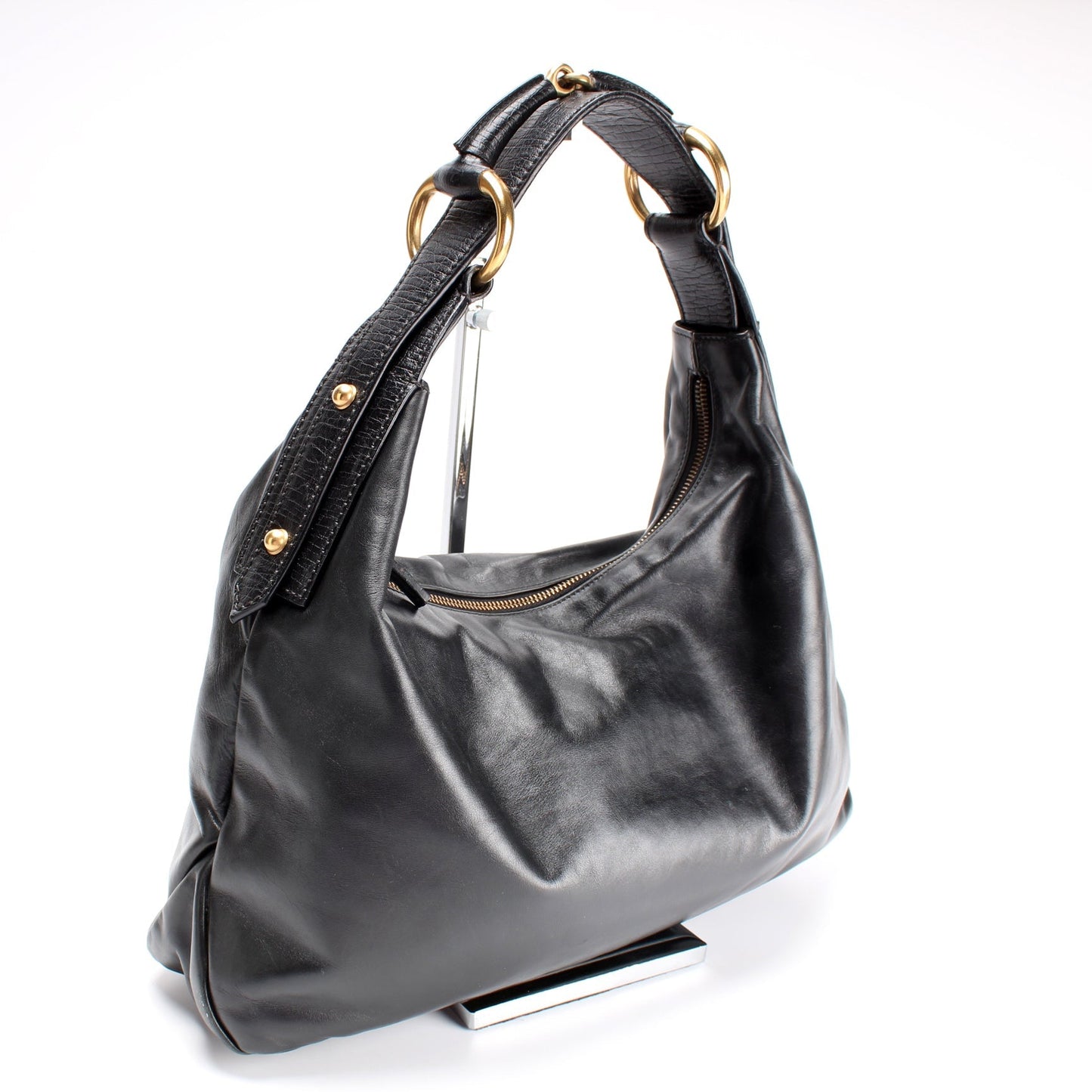 Gucci 115867 Horsebit Leather Hobo Bag