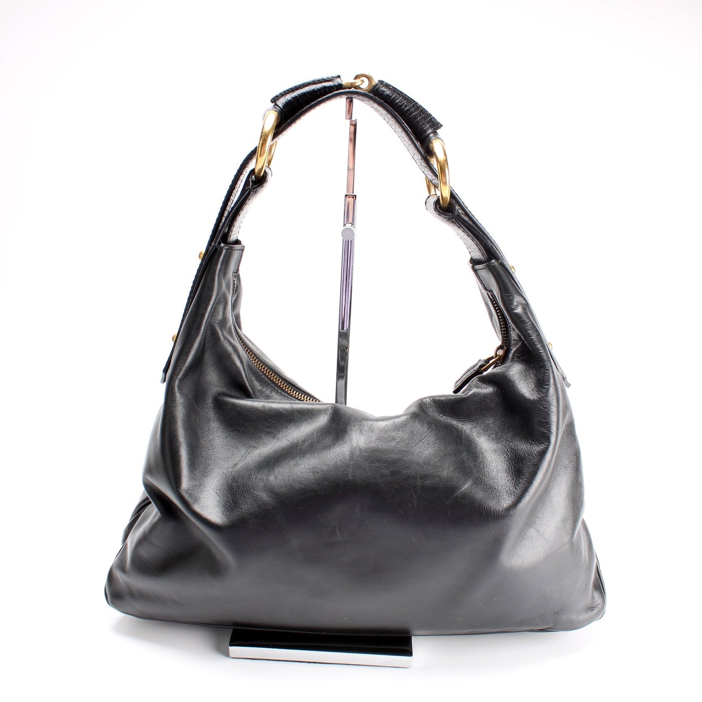 Gucci 115867 Horsebit Leather Hobo Bag