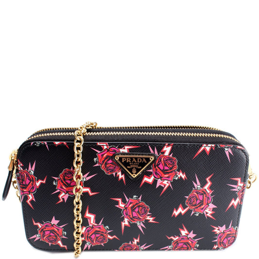 Prada 1DH010 Saffiano Double Zip WOC Bag