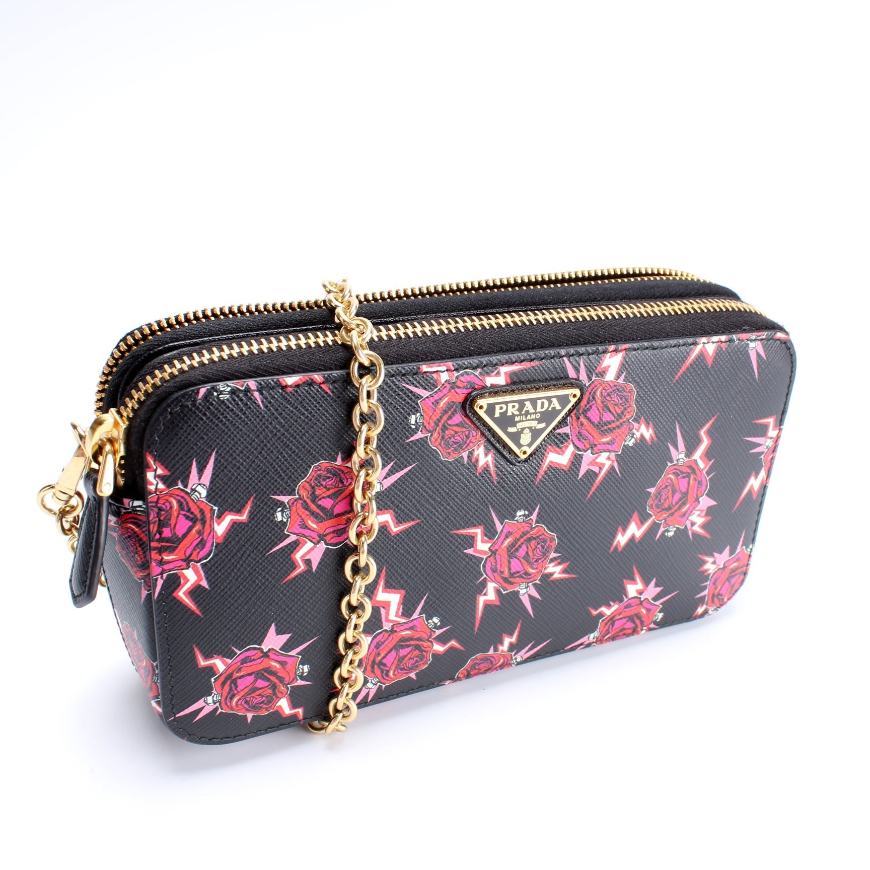 Prada 1DH010 Saffiano Double Zip WOC Bag