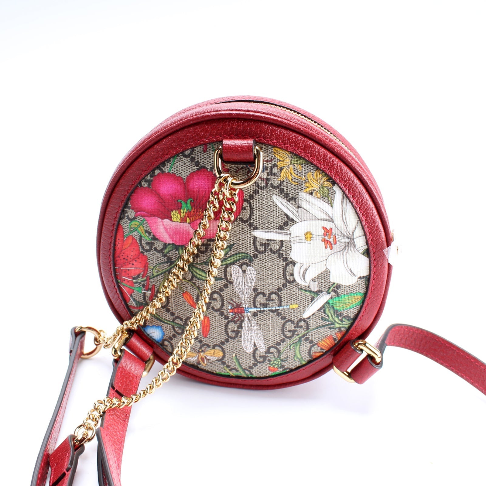 Gucci 598661 Ophidia Web Mini Flora Round Backpack Bag