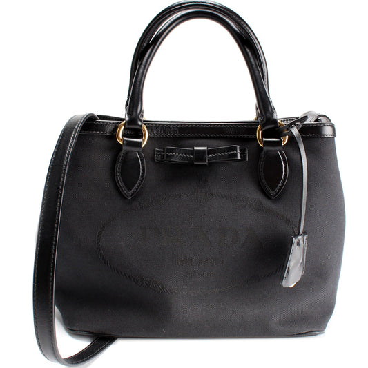 Prada 1BA172 Jacquard Logo Tote Bag