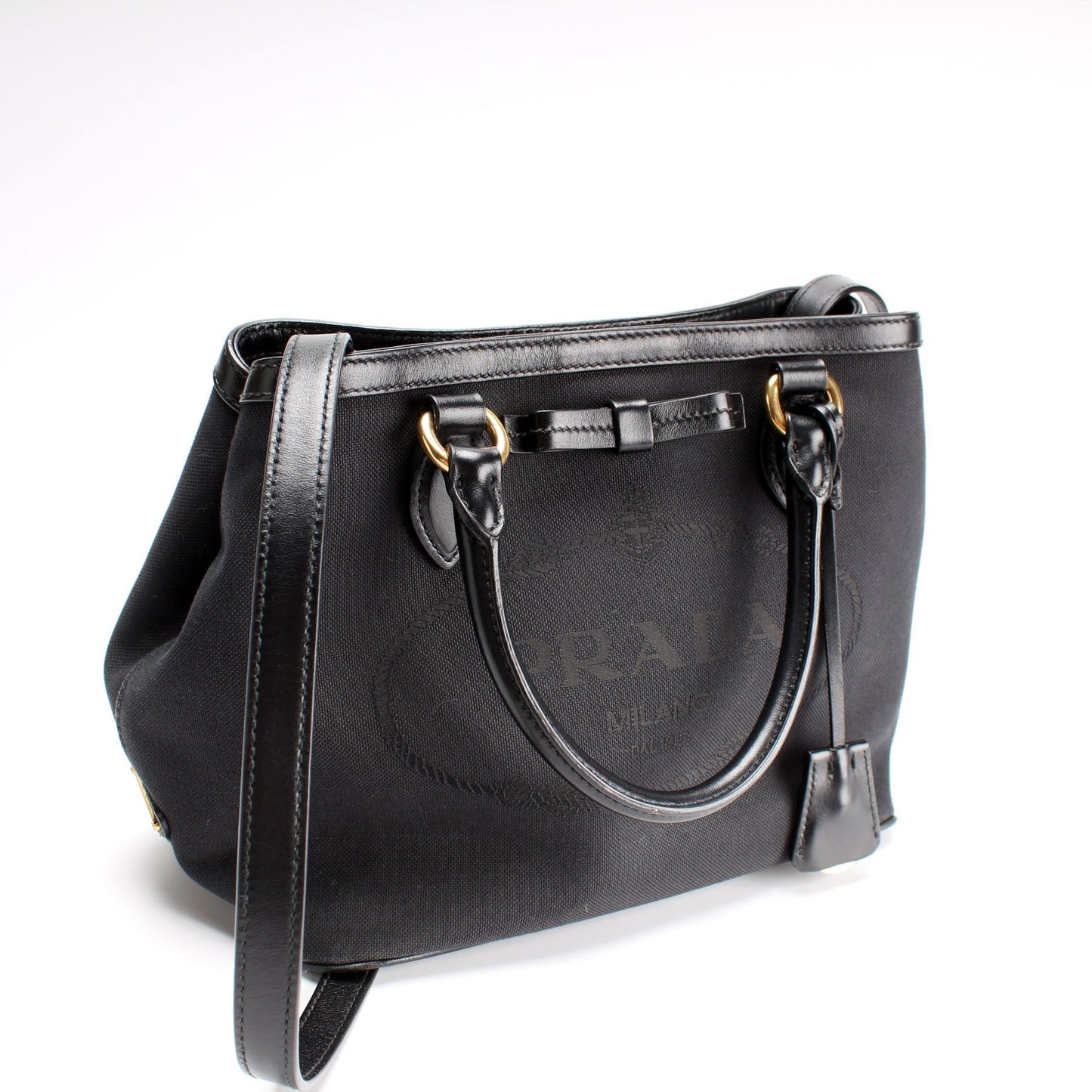 Prada 1BA172 Jacquard Logo Tote Bag