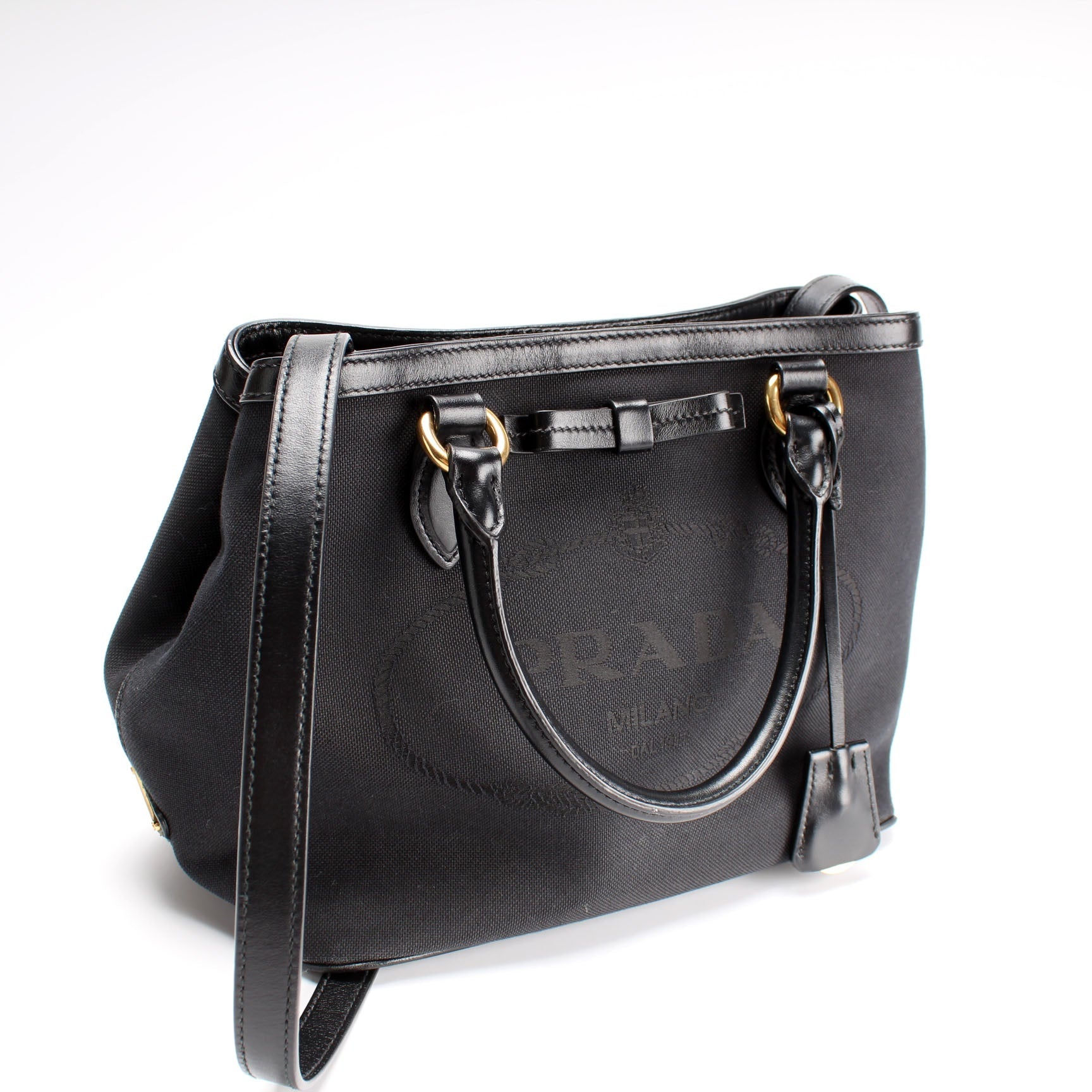 Prada 1BA172 Jacquard Logo Tote Bag
