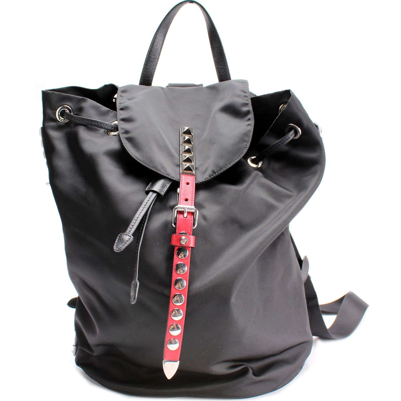 Prada New Vela Nylon Studded Backpack Bag