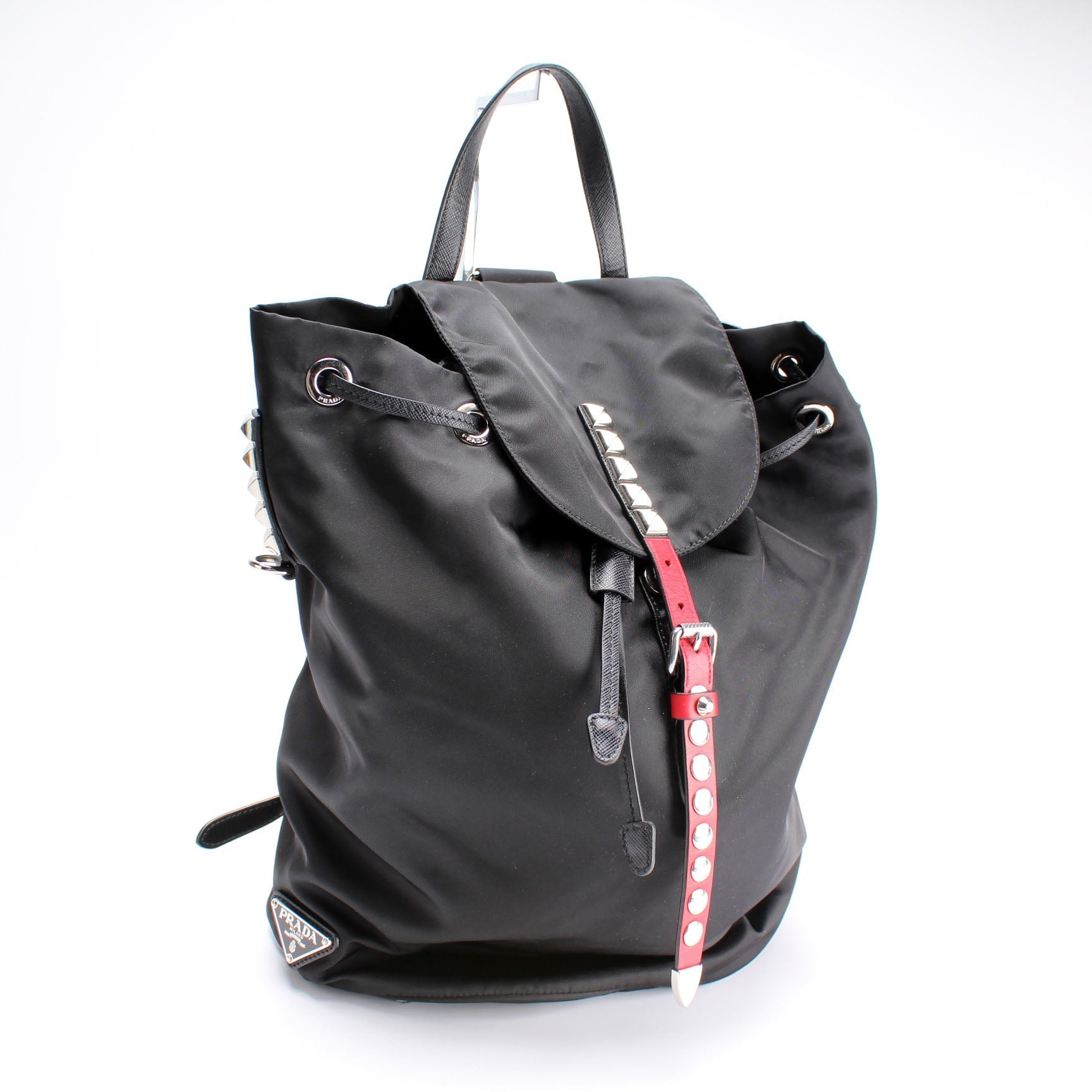 Prada New Vela Nylon Studded Backpack Bag