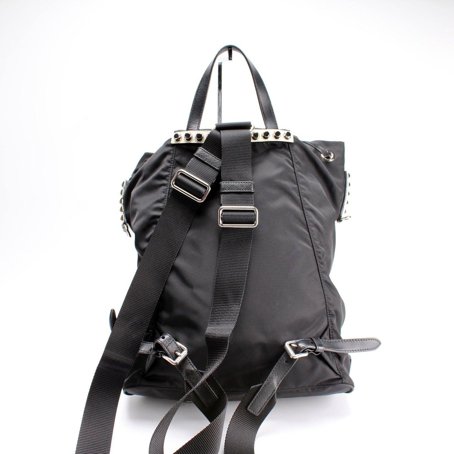 Prada New Vela Nylon Studded Backpack Bag