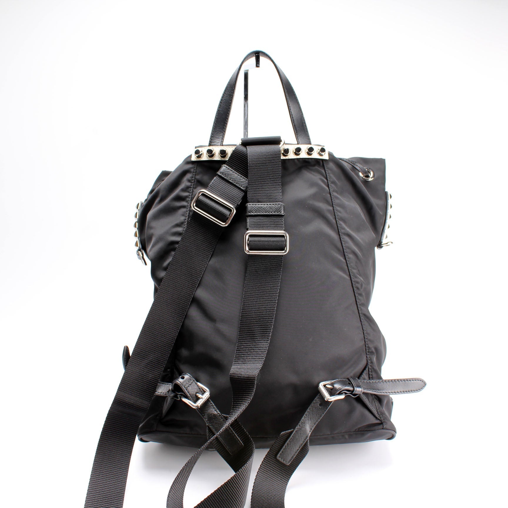 Prada New Vela Nylon Studded Backpack Bag
