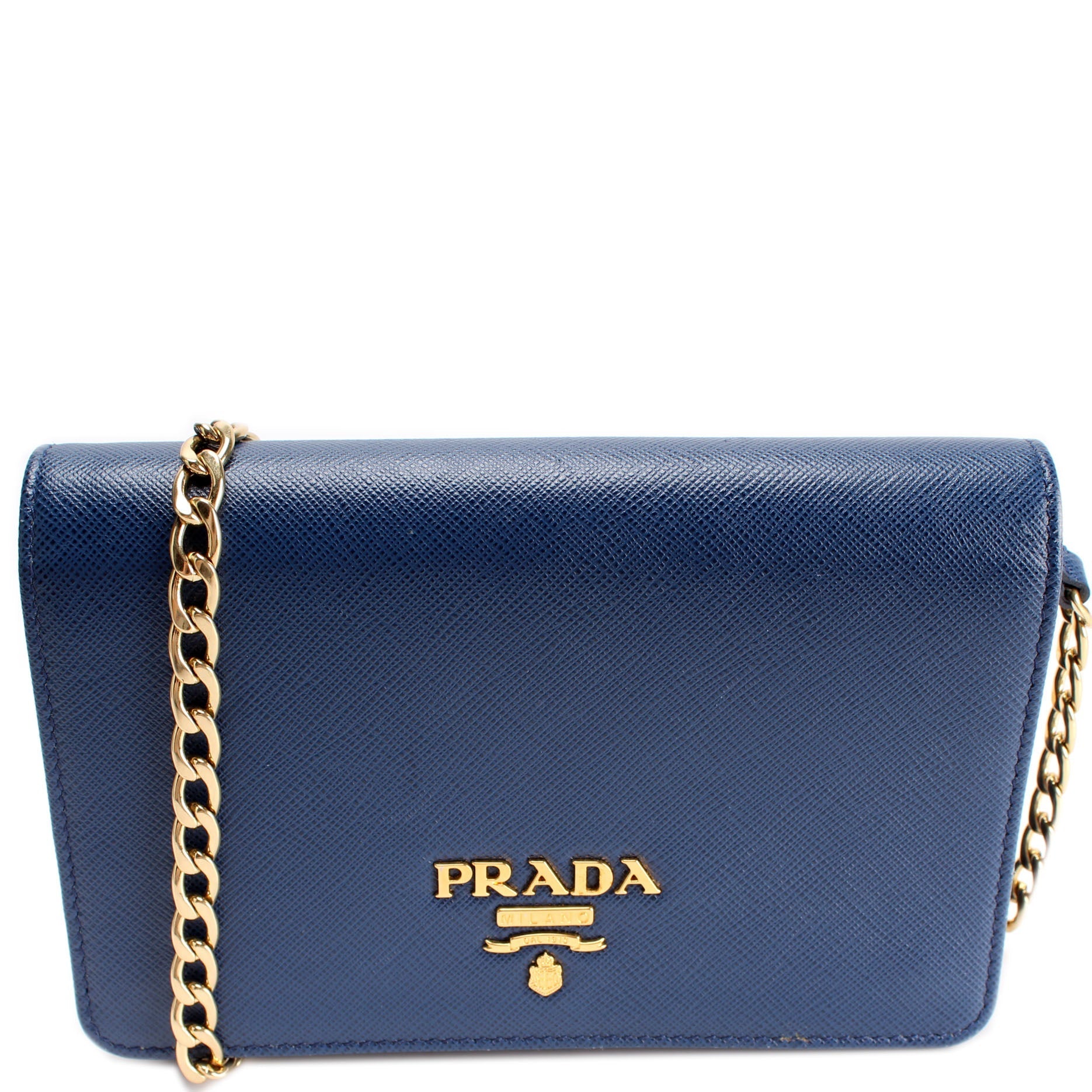 Prada 1BP006 Saffiano Lux Chain Wallet Bag