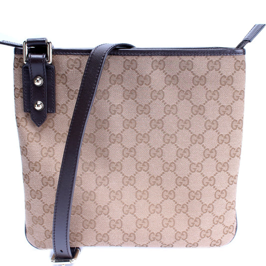 Gucci 257246 GG Canvas Flat Messenger Bag