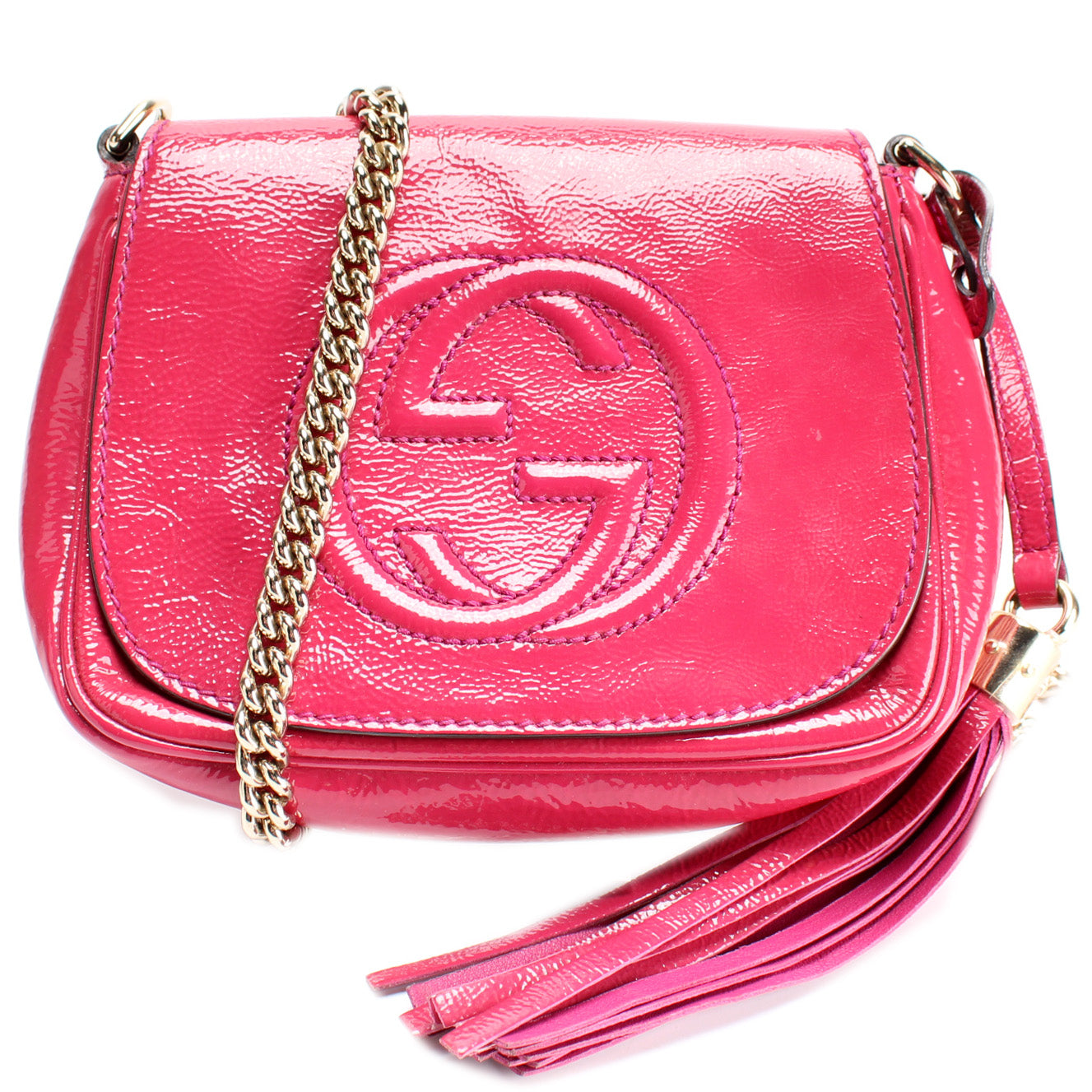 Gucci 323190 Soho Chain Tassel Flap Small Bag
