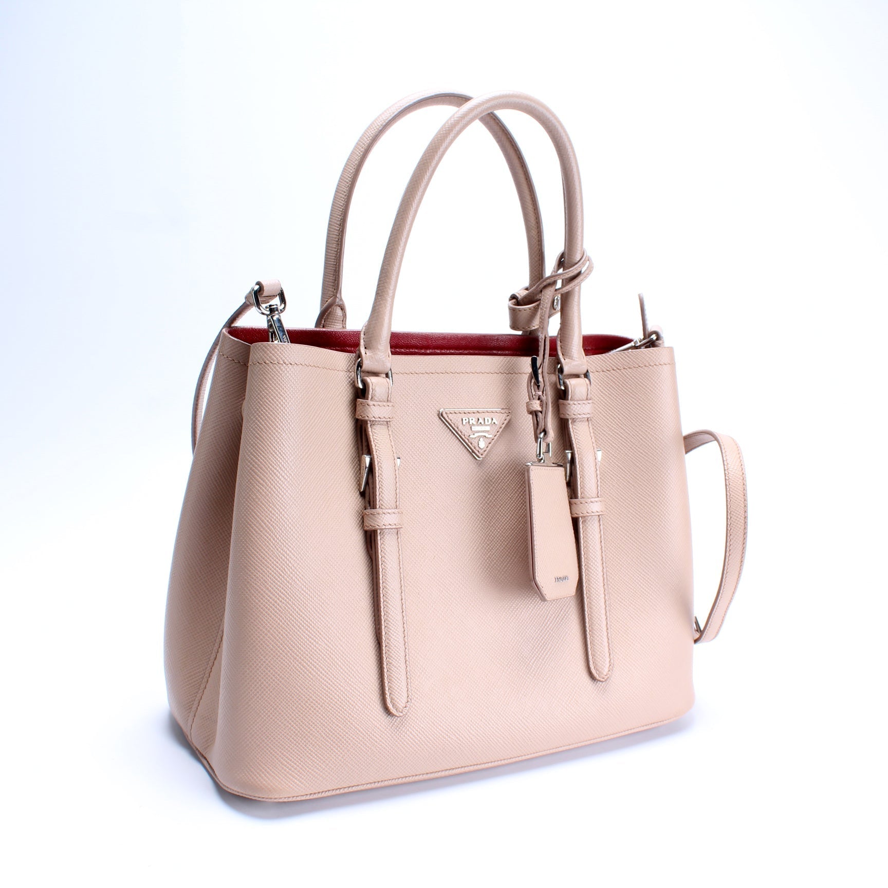 Prada Saffiano Cuir Covered Strap Double Bag