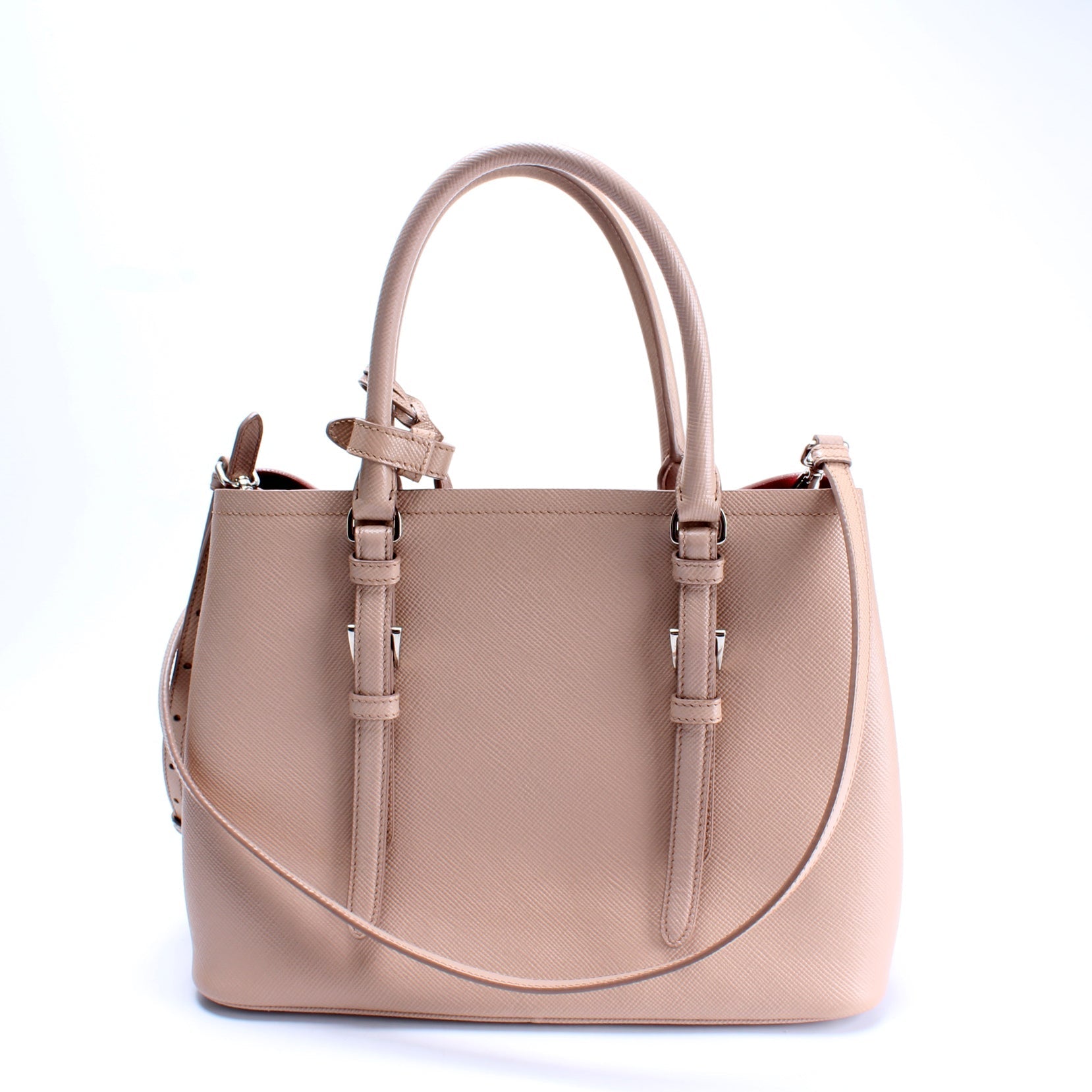 Prada Saffiano Cuir Covered Strap Double Bag