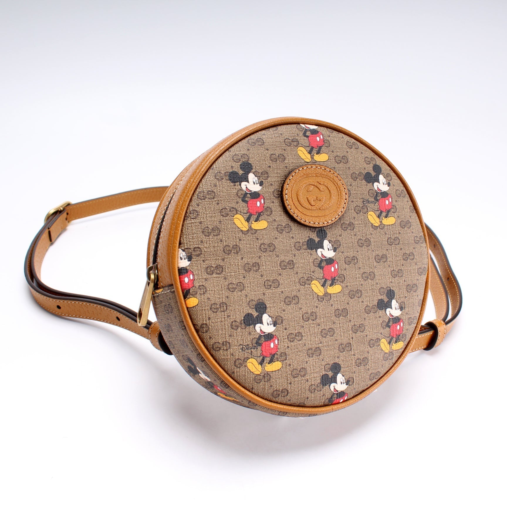 Gucci 603730 X Disney GG Supreme Mickey Mini Round Backpack Bag