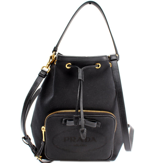 Prada Logo Jacquard Bucket Bag