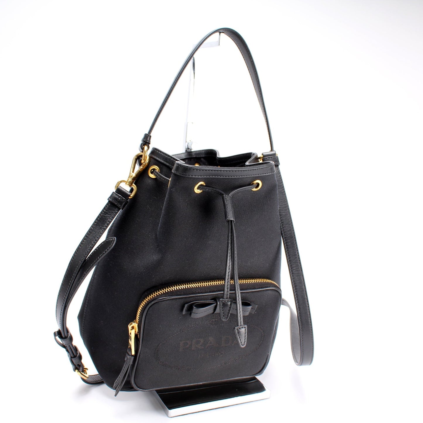 Prada Logo Jacquard Bucket Bag
