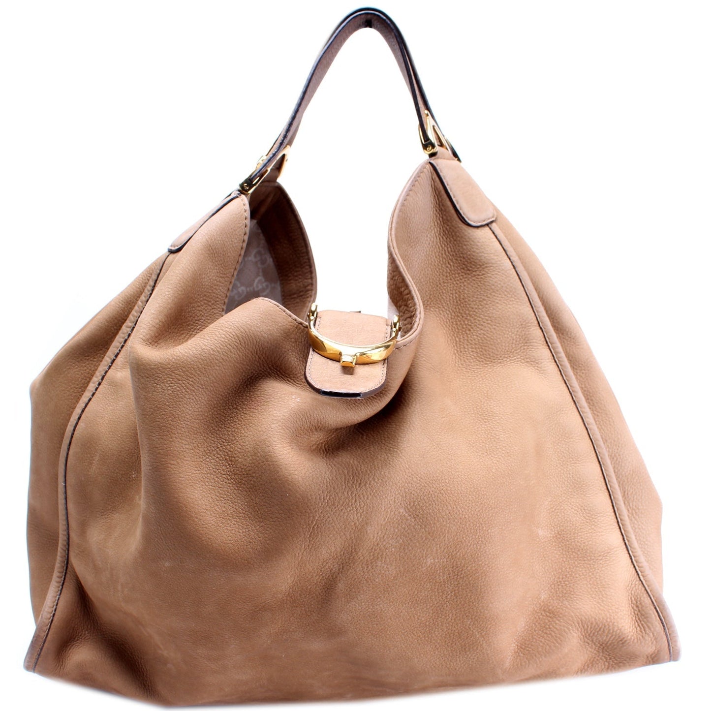 Gucci 296855 Horsebit Large Hobo Nubuck Bag