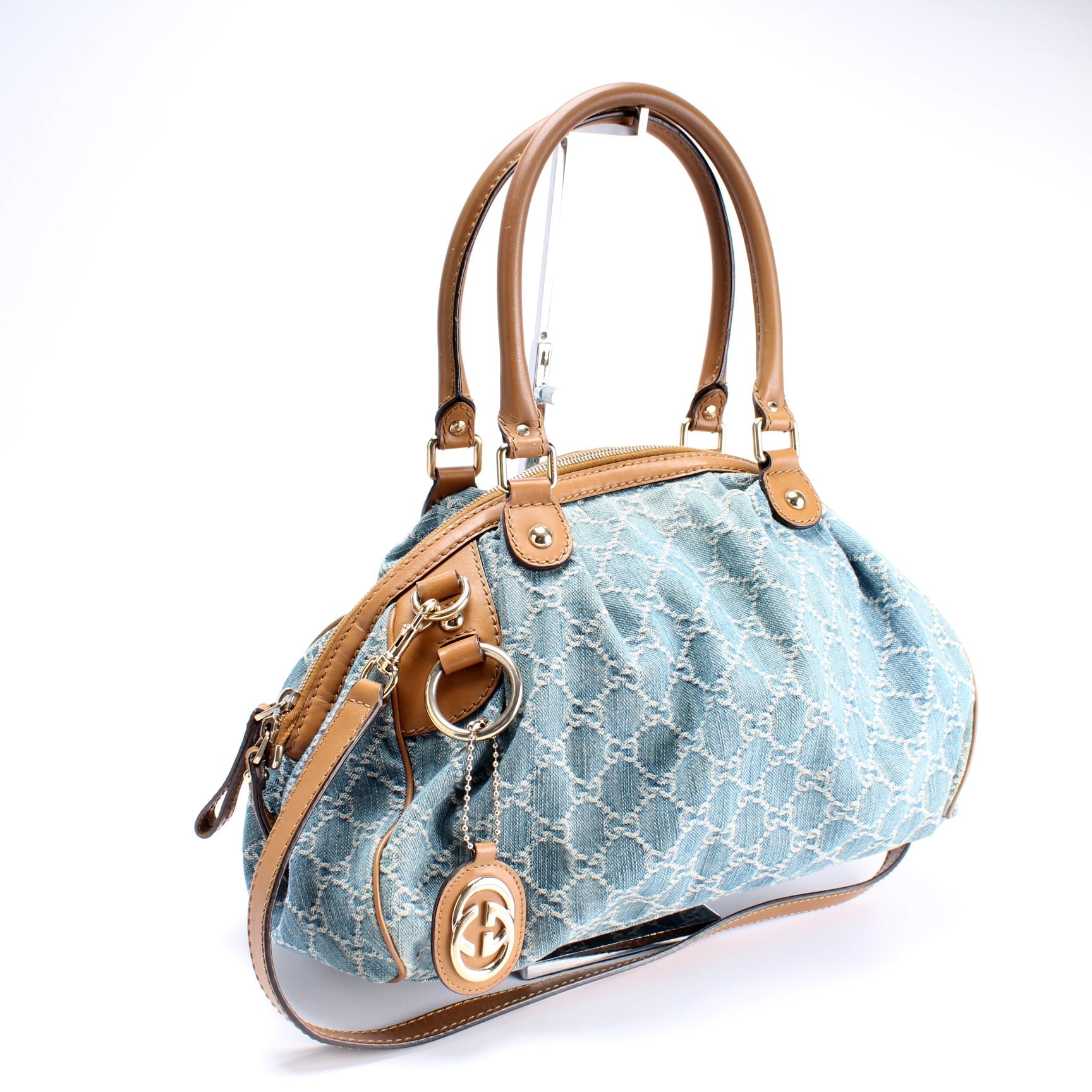 Gucci 223974 GG Denim Sukey Boston Bag