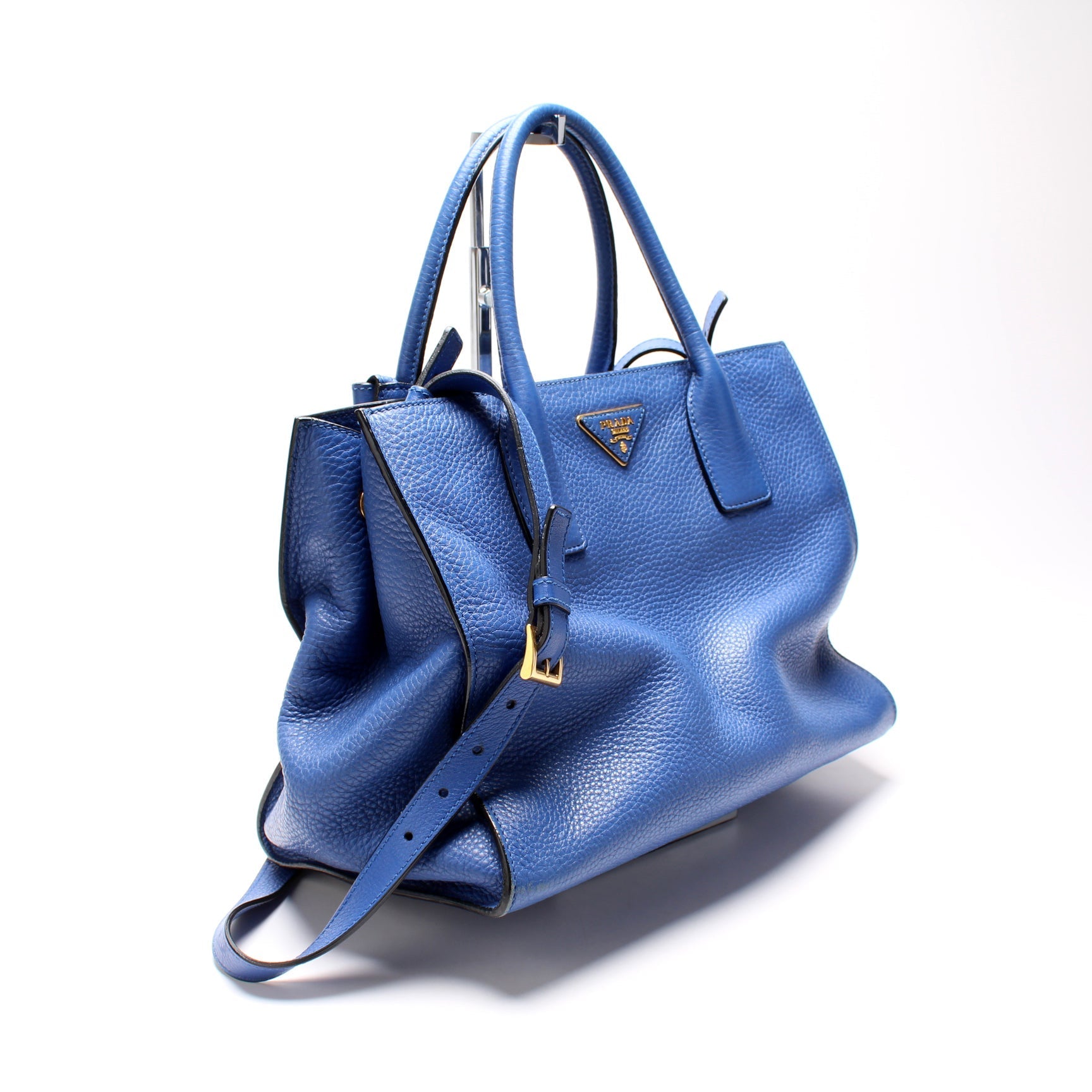 Prada BN2693 Vitello Daino Tote Blue Bag