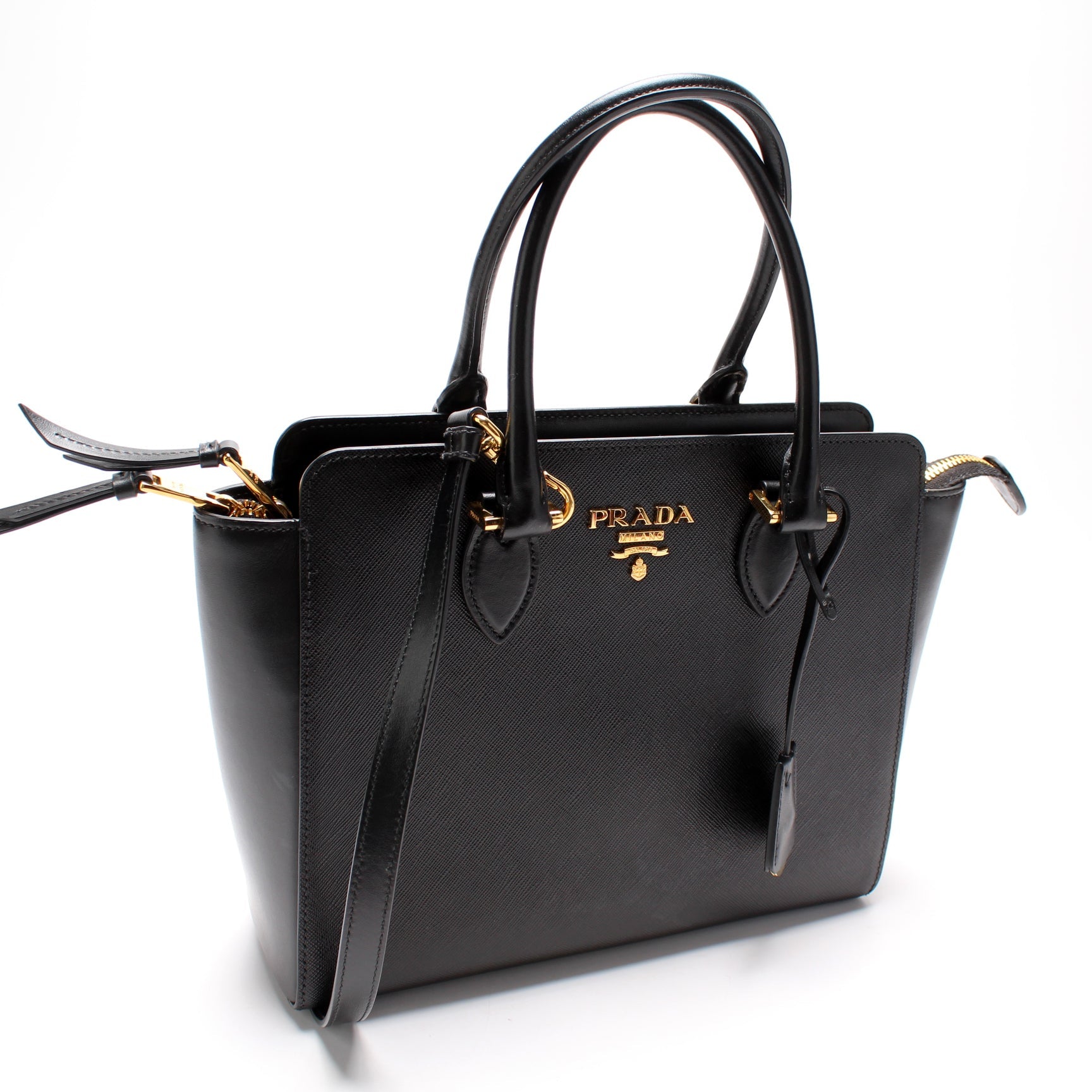 Prada Saffiano/Calfskin Top Handle Bag
