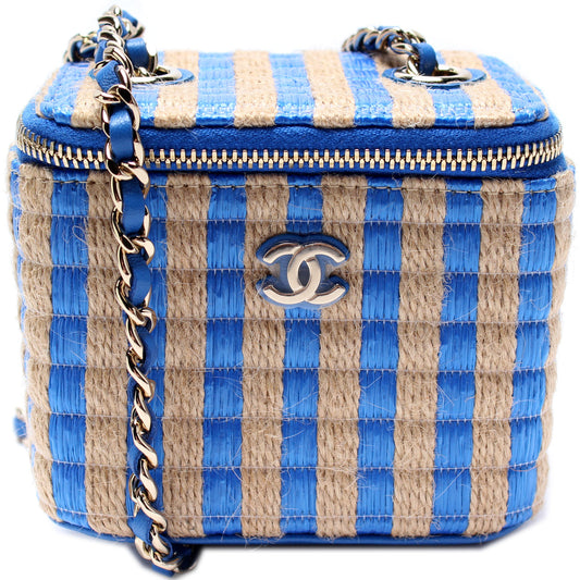 Chanel Mini Vanity Case With Chain Raffia 31M Bag