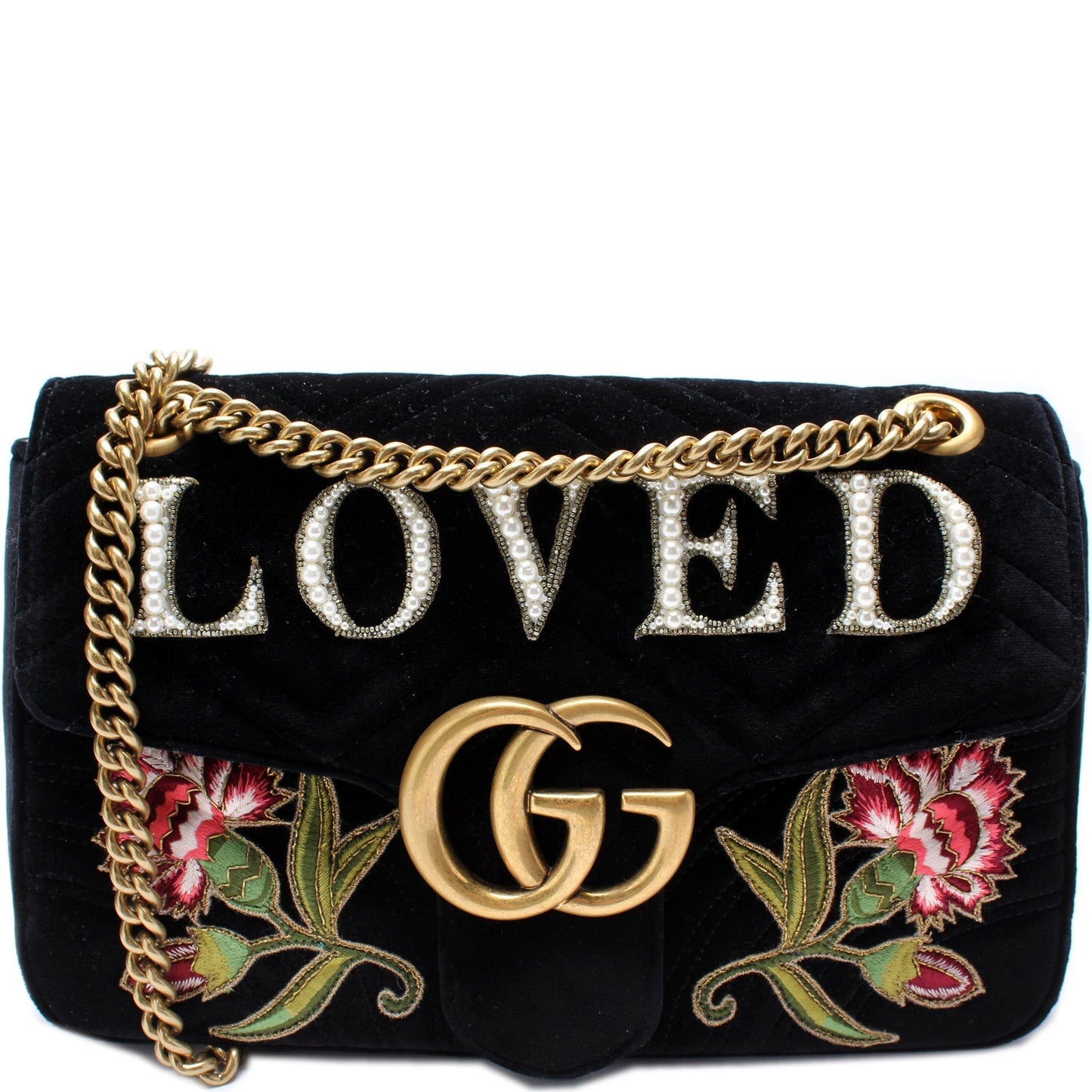 Gucci 443496 Marmont Velvet Loved Shoulder Medium Bag