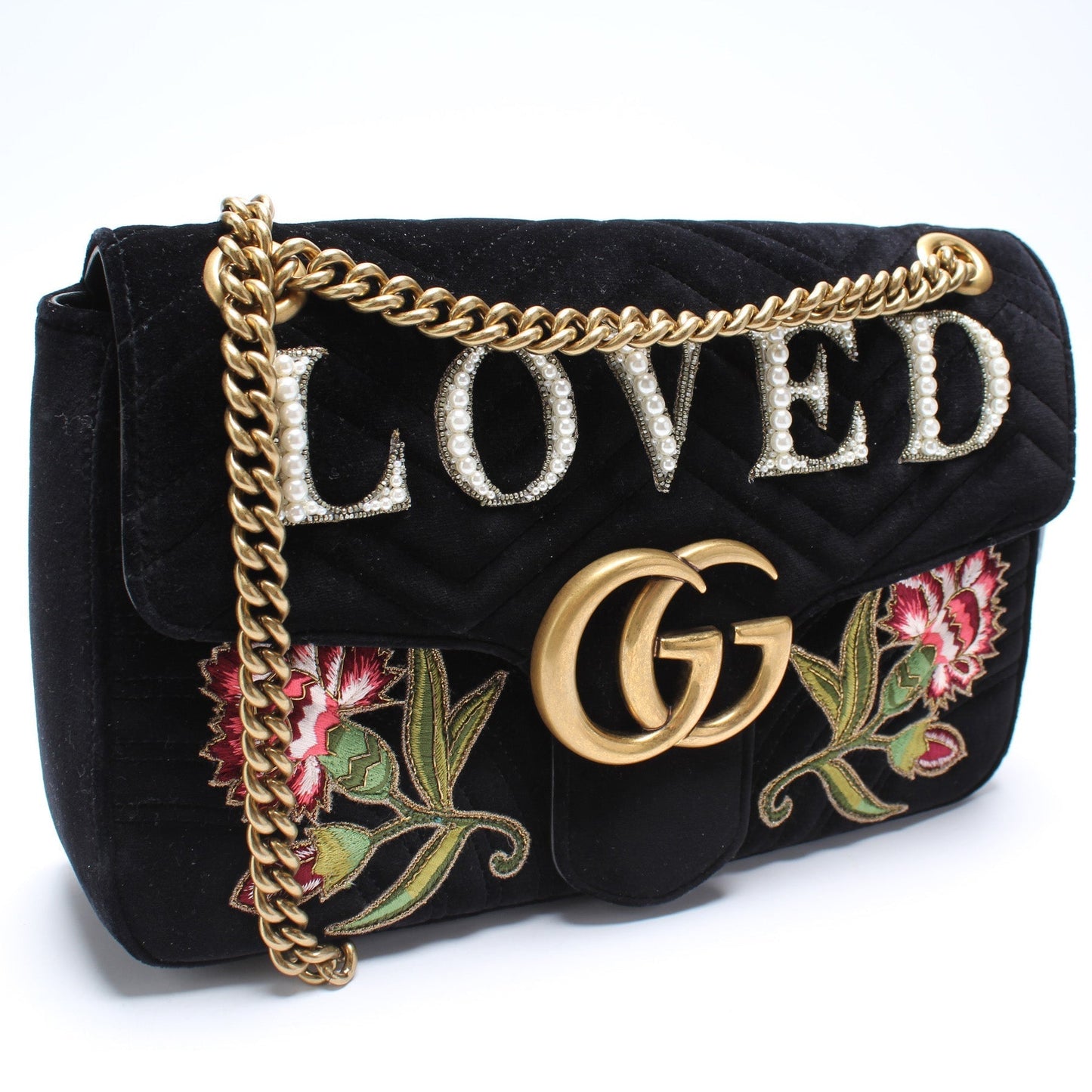 Gucci 443496 Marmont Velvet Loved Shoulder Medium Bag