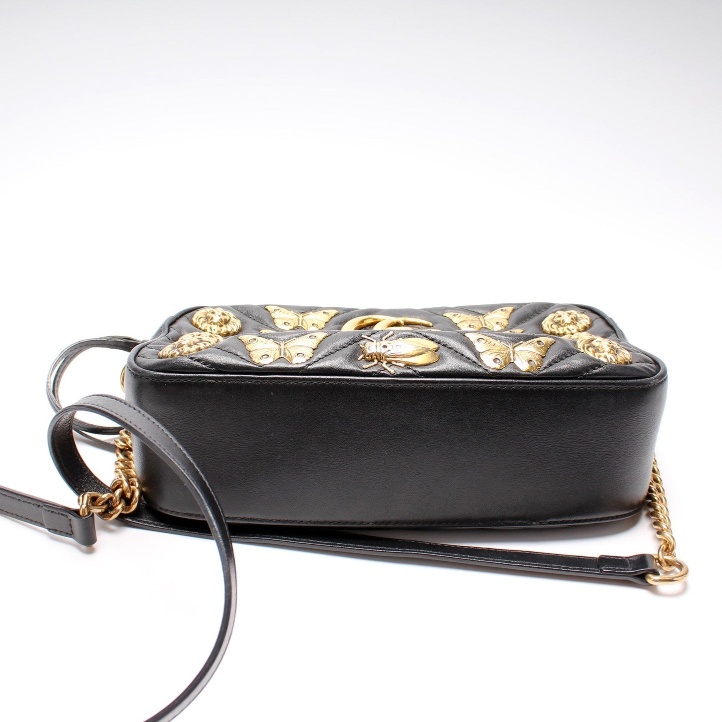Gucci 447632 Marmont Small Leather Camera Animal Studs Bag